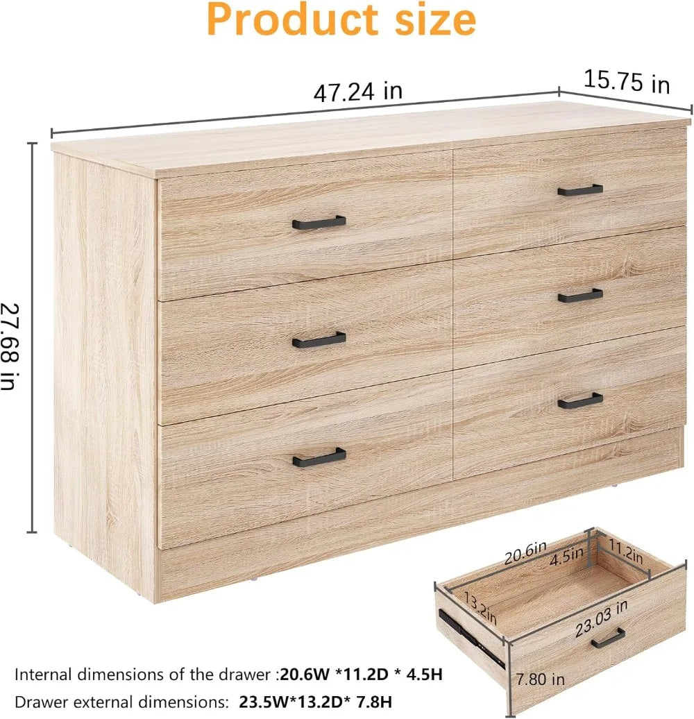 Six Drawer Dresser For Bedroom Modern Chest