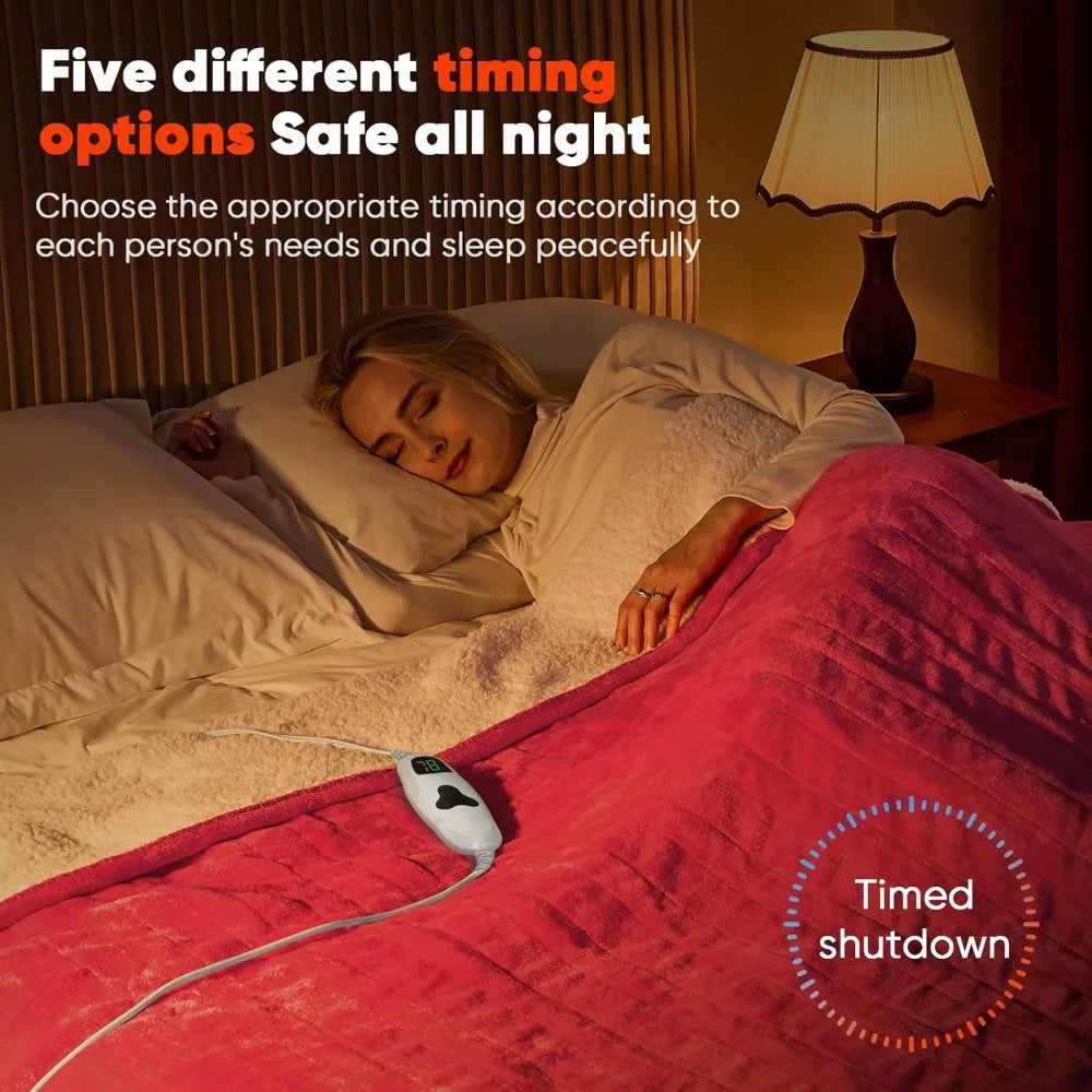 Heated Electric Throw Blanket With 10 Heat Levels Auto Shutoff