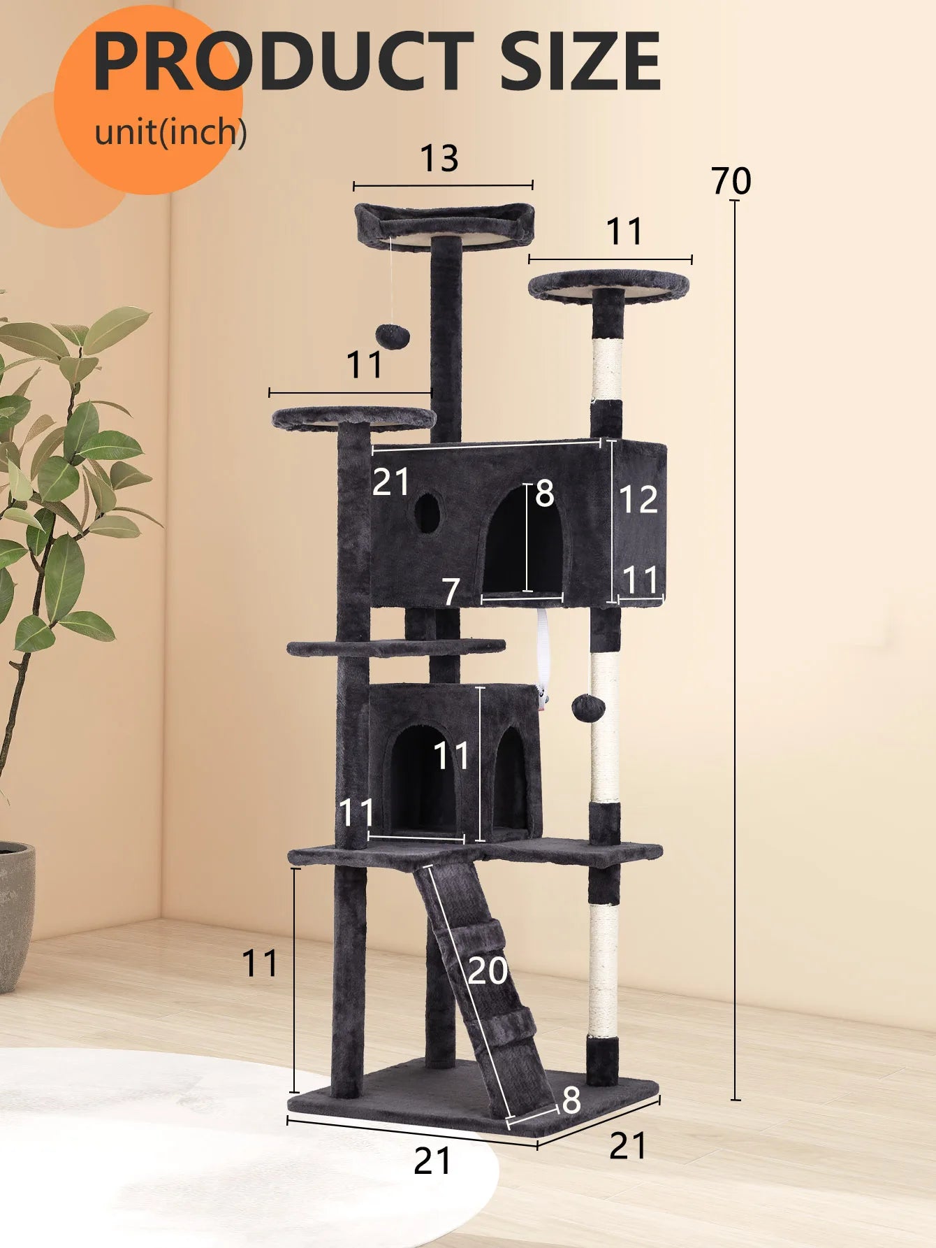 Four-Tier Cat Tree With Sisal Scratching Posts