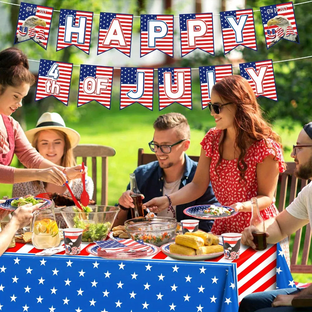 Patriotic Disposable Tableware Set for 4th of July Party