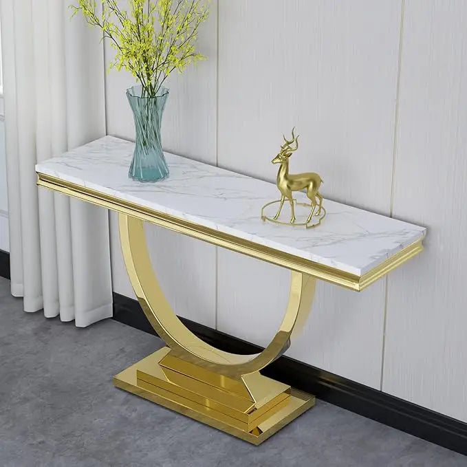 Modern Faux Marble Coffee Table With Silver Mirrored Finish