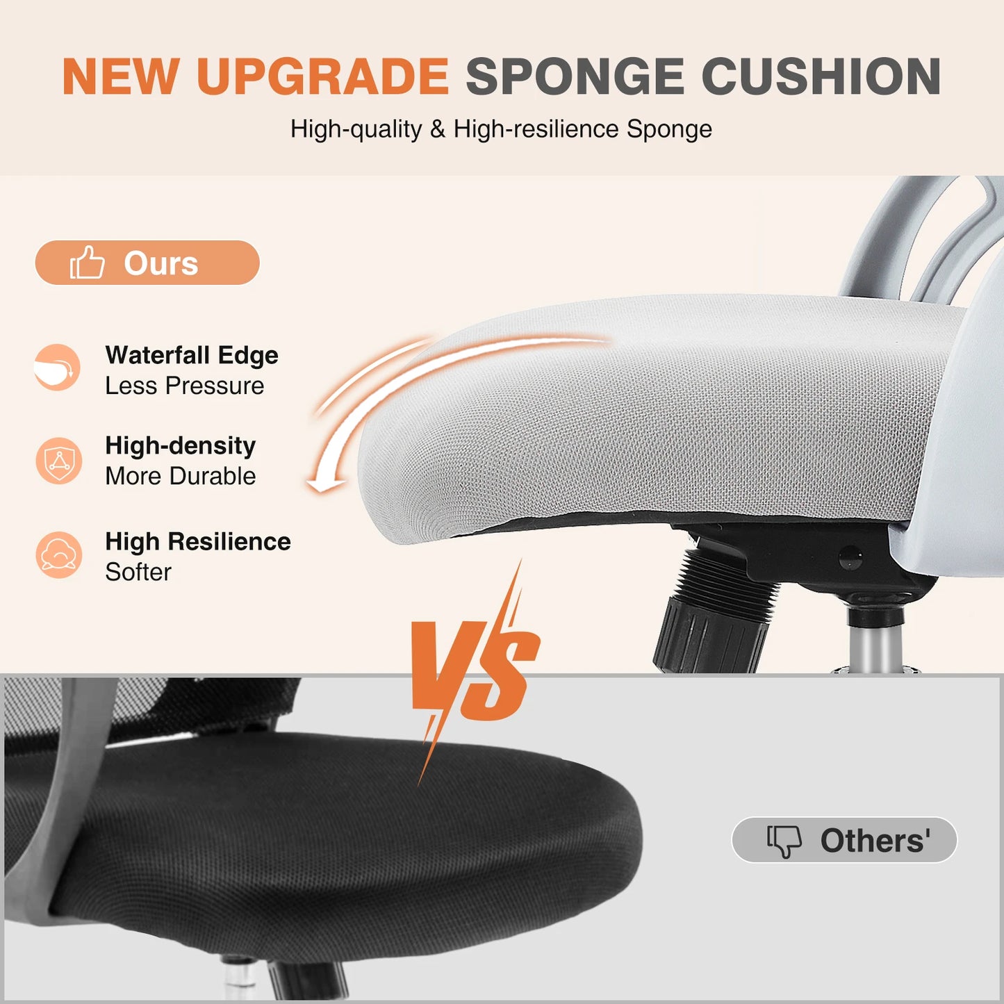 JHK Ergonomic Mesh Back Office Chair With Adjustable Height Wheels