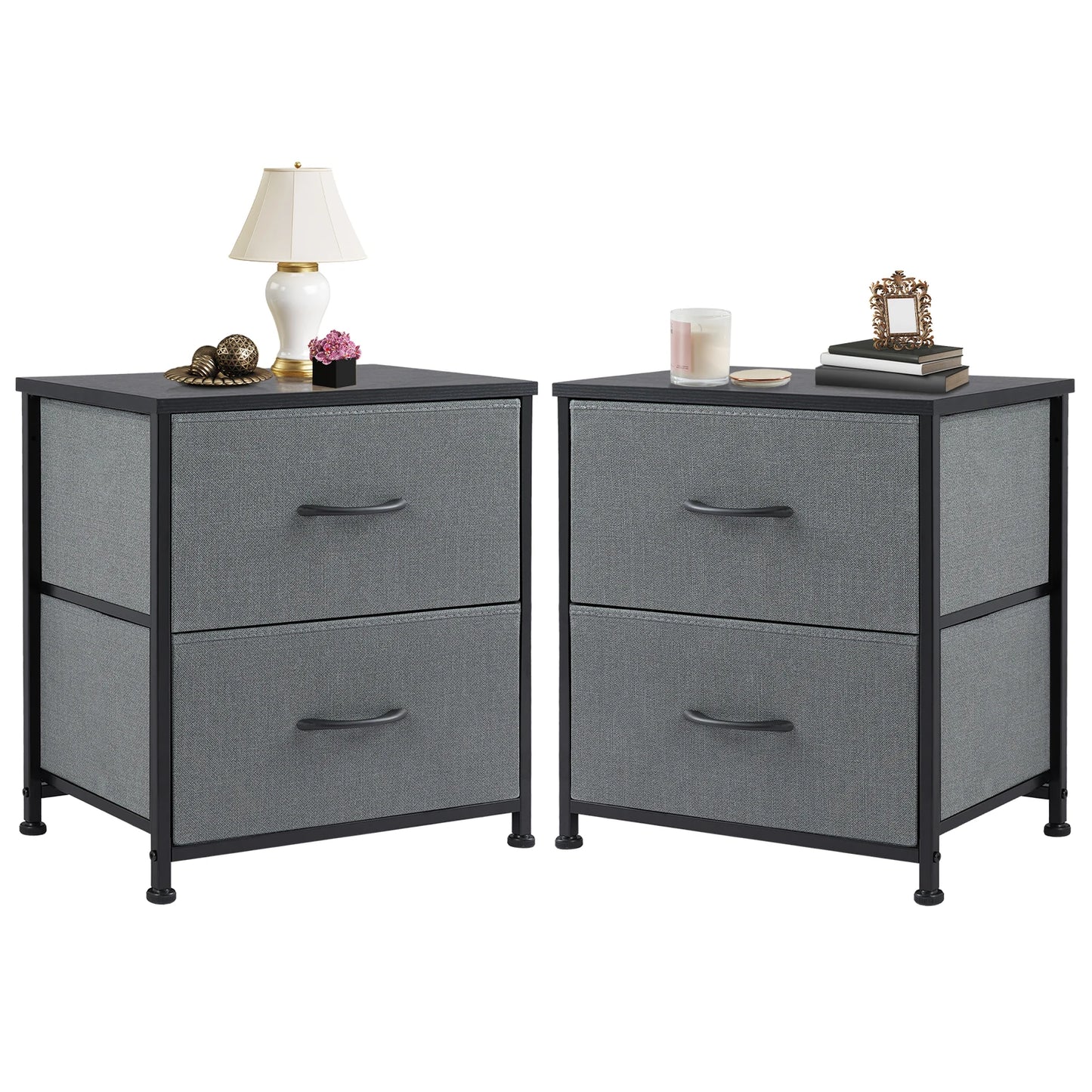 JHK Nightstand Bedside Table With Storage Drawers And Shelf