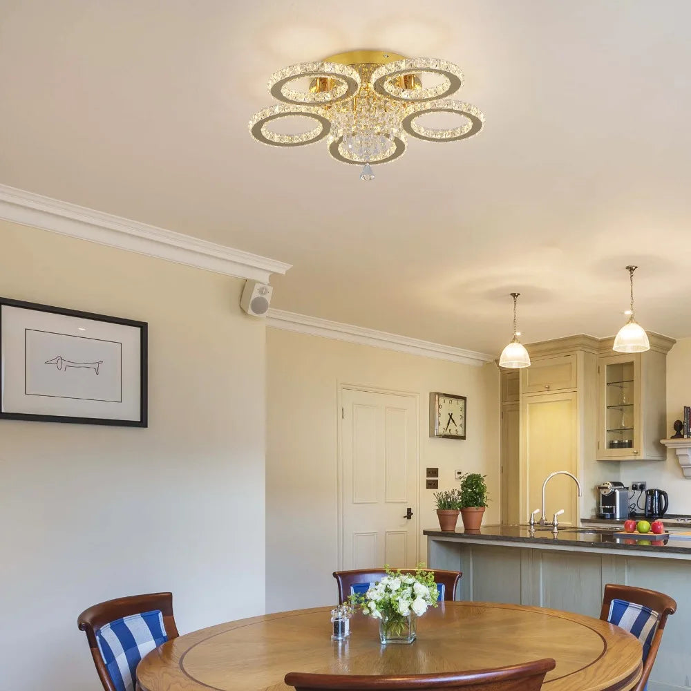 VETRULUS Crystal LED Ceiling Light Chandelier For Modern Living Room