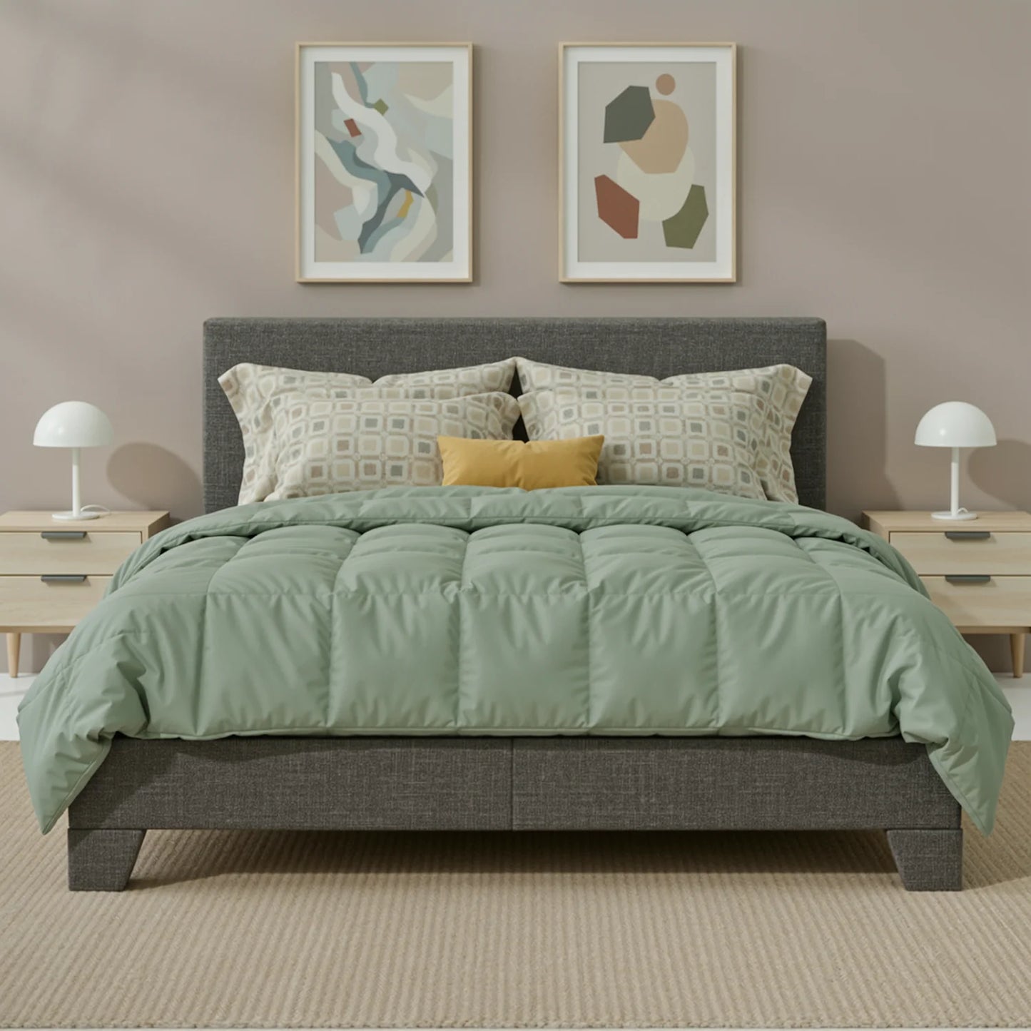 HOOMIC Upholstered Bed Frame With Adjustable Linen Headboard