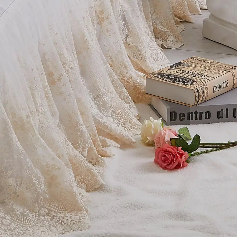 Boho Lace Crib Bed Skirt For Baby Nursery Dust Ruffle