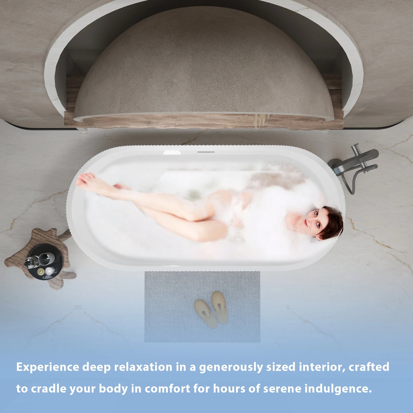 Sh.Kl Freestanding Acrylic Soaking Bathtub With Integrated Overflow Drain