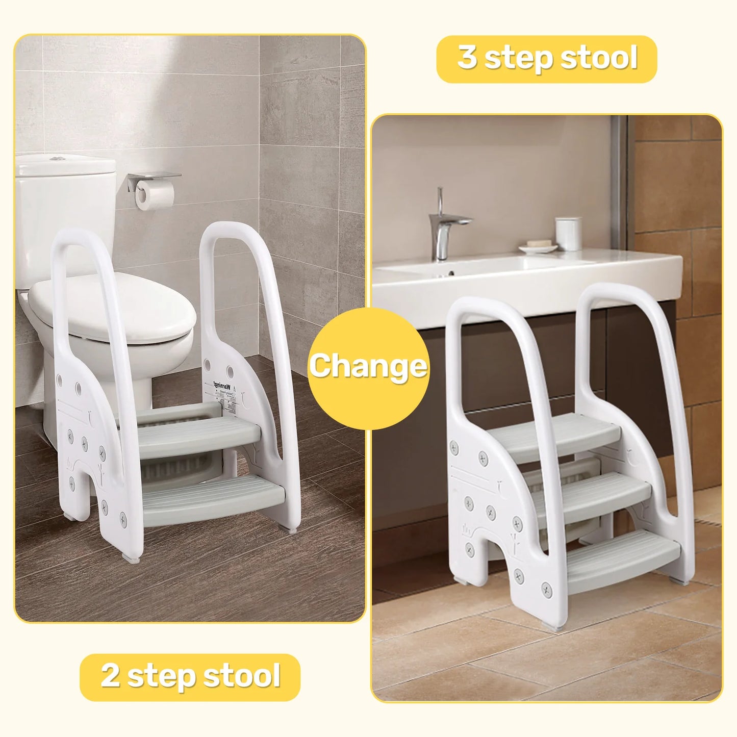 Toddler Step Stool With Handles Plastic Dual Tier Stool
