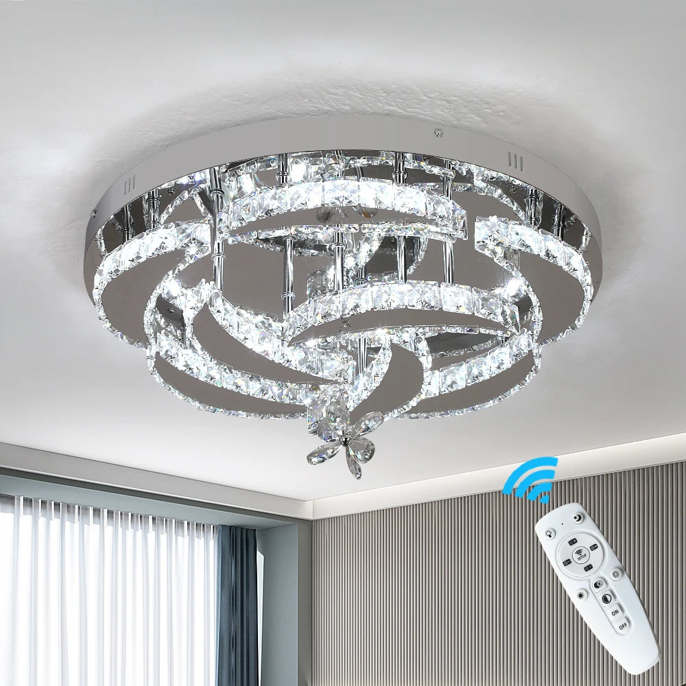 VETRULUS Modern Crystal LED Chandelier Ceiling Light Dimmable