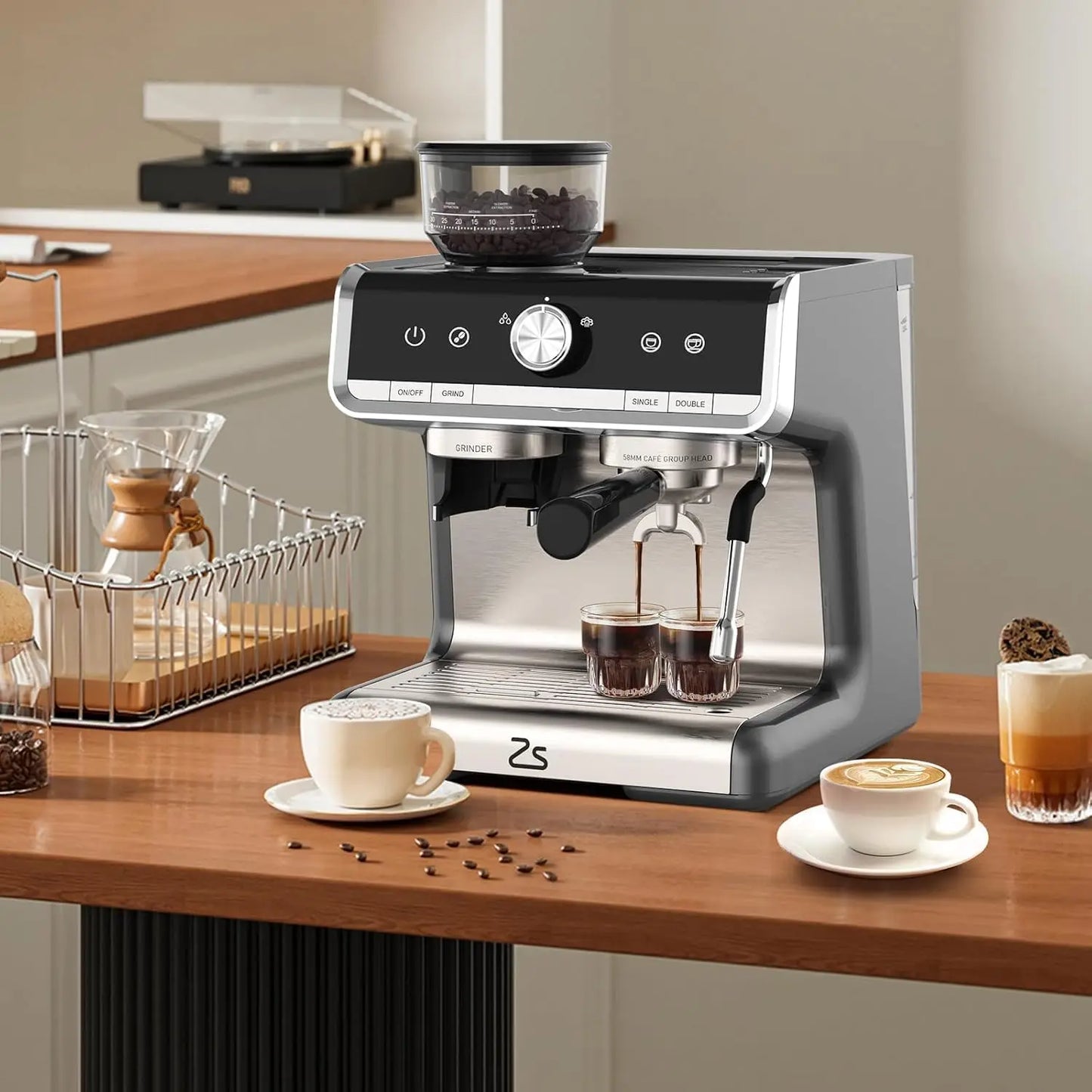 Acekool 20 Bar Espresso Machine 1450W Semi Automatic With Grinder