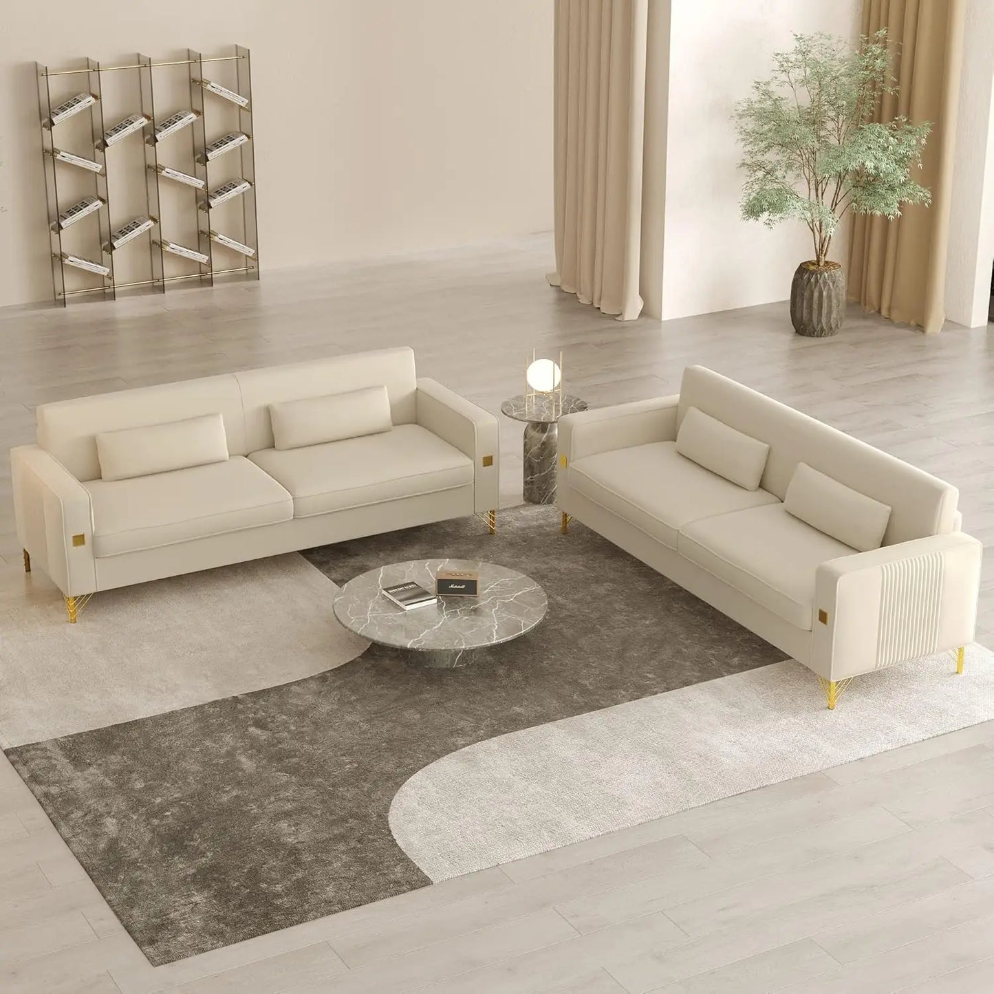 Velvet Sofa Set Modern Loveseat With Pillows