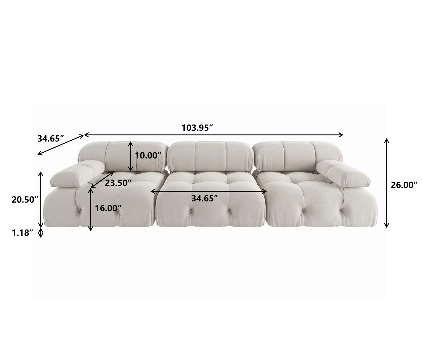 Sdorens Velvet Convertible Modular Sectional Sofa