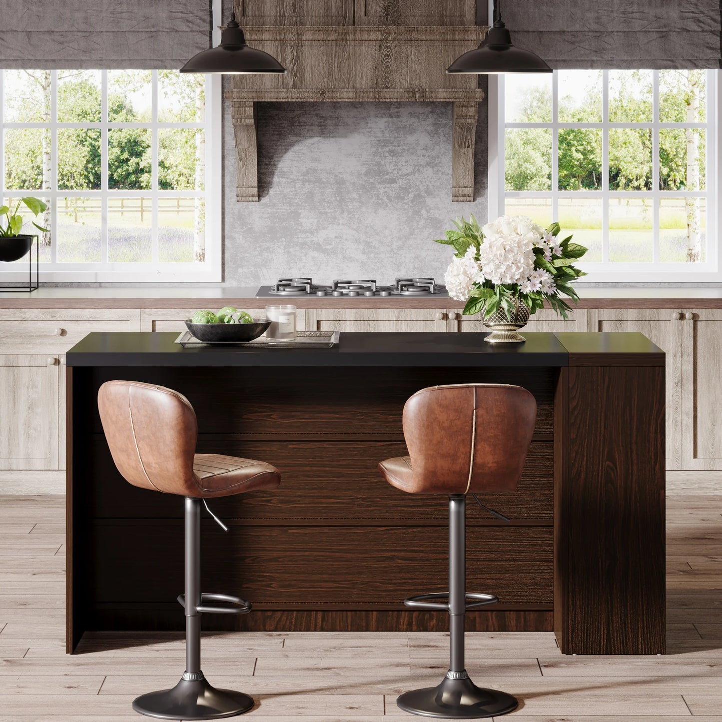 Tribesigns Farmhouse Kitchen Island With Storage Five Shelves