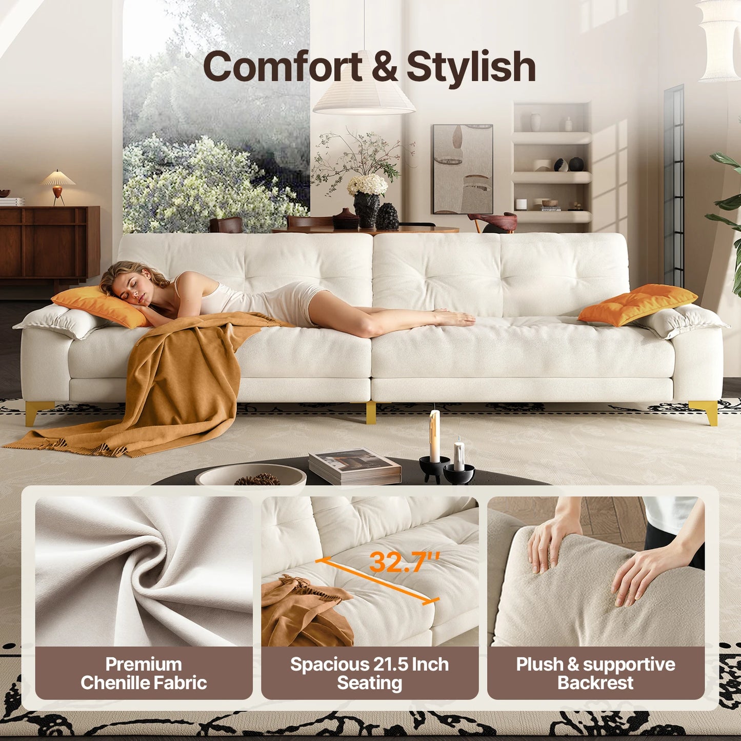 QWCCN Mid-Century Modern Sectional Sofa for Living Room