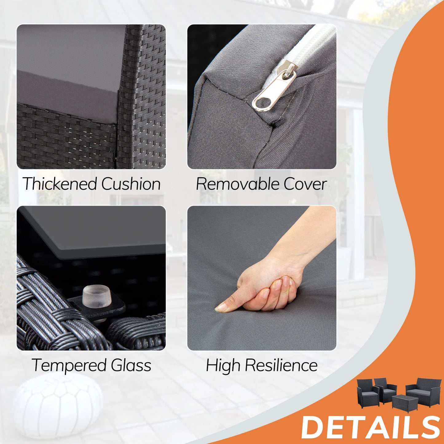 SEOGWISAM Outdoor Patio Furniture Set With Wicker Sofa