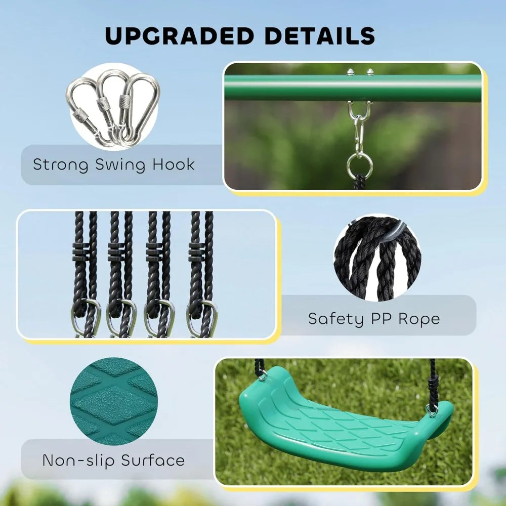 Backyard Swing Set With Saucer Swing And Sturdy Metal Frame