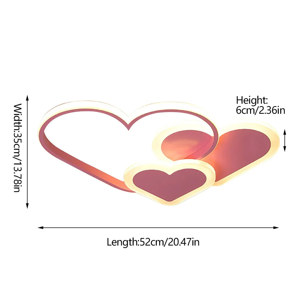 Heart-Shaped LED Ceiling Lamp With Remote Control Dimmable