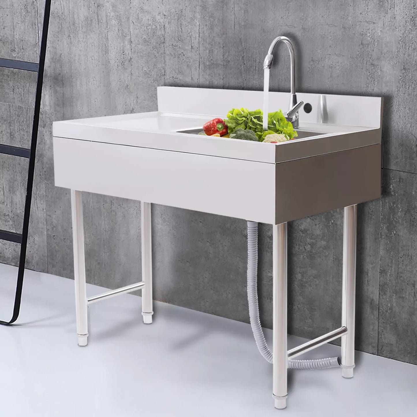 Bymaocar Stainless Steel Commercial Kitchen Sink With Faucet
