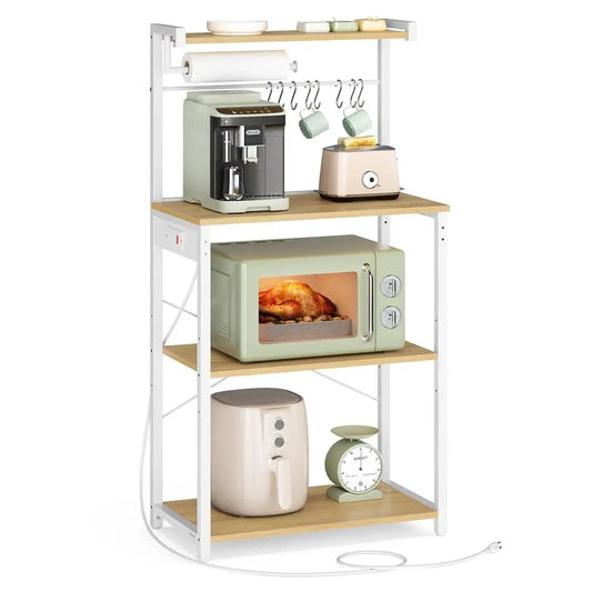 Kitchen Bakers Rack With Power Outlet And Microwave Stand
