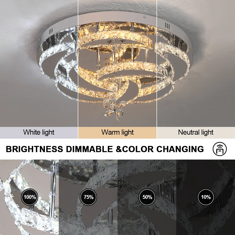 VETRULUS Modern Crystal LED Chandelier Ceiling Light Dimmable