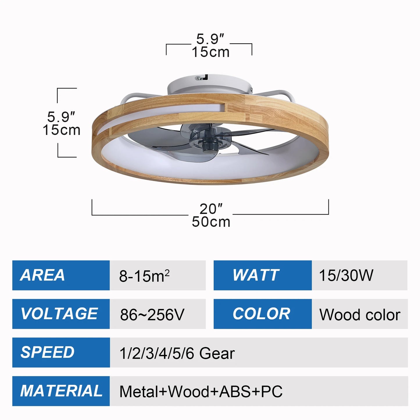 ARLGSITE Modern Low Profile Ceiling Fan With Remote LED Light
