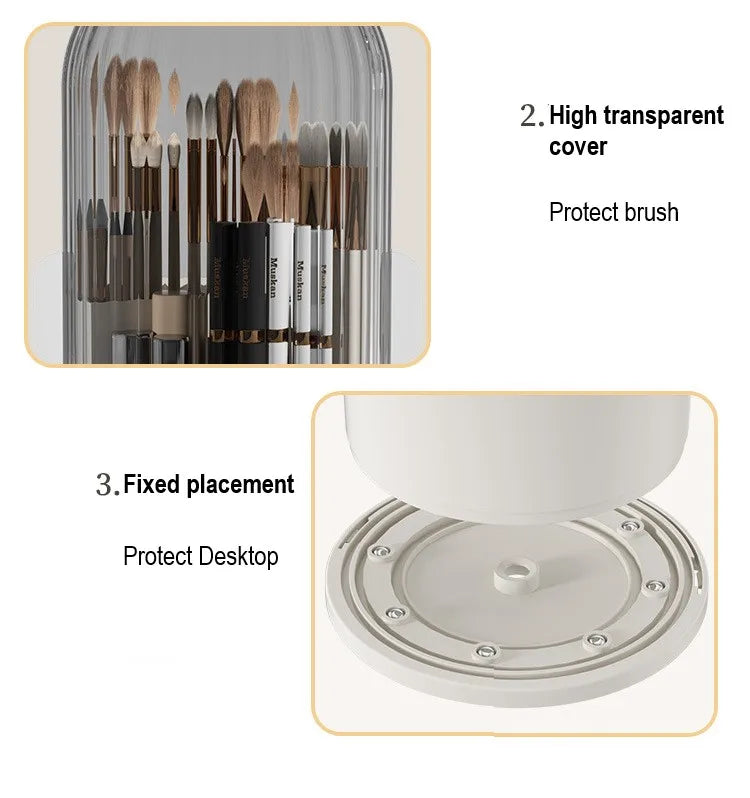 DIAMR Spinning Makeup Organizer With Lid For Vanity And Travel