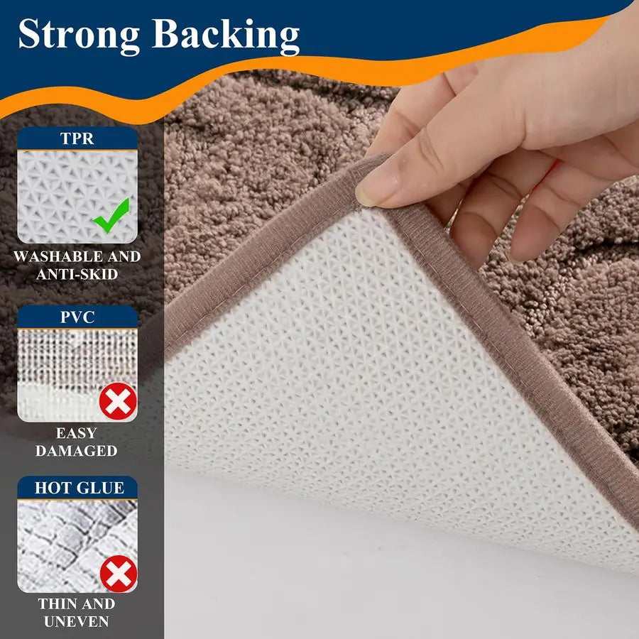 Plush Microfiber 5-Piece Bathroom Rug Set Non-Slip Soft