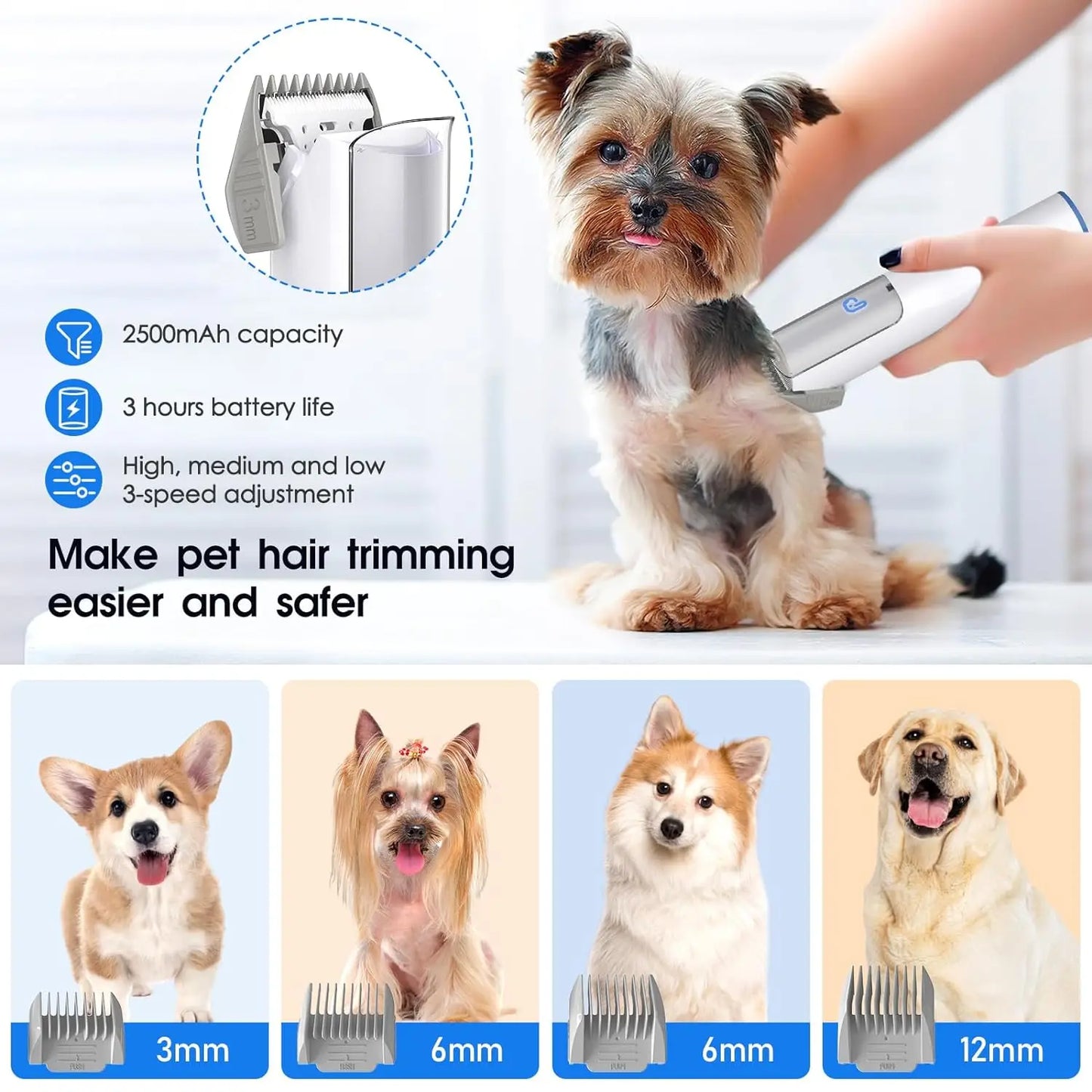 HiMISS Dog Grooming Vacuum Kit With 2L Suction Pet Hair