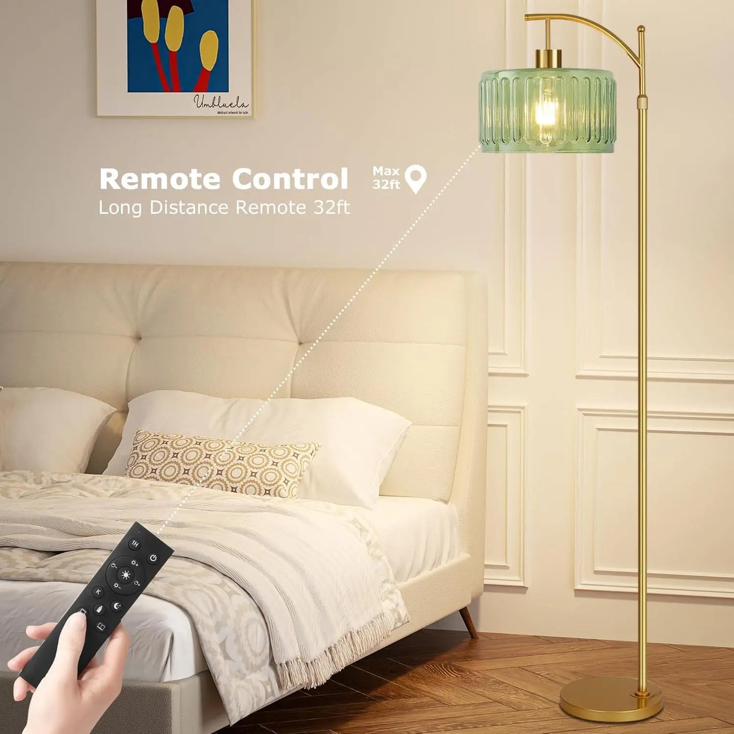 Brass Mid Century Floor Lamp With Remote And Dimmer