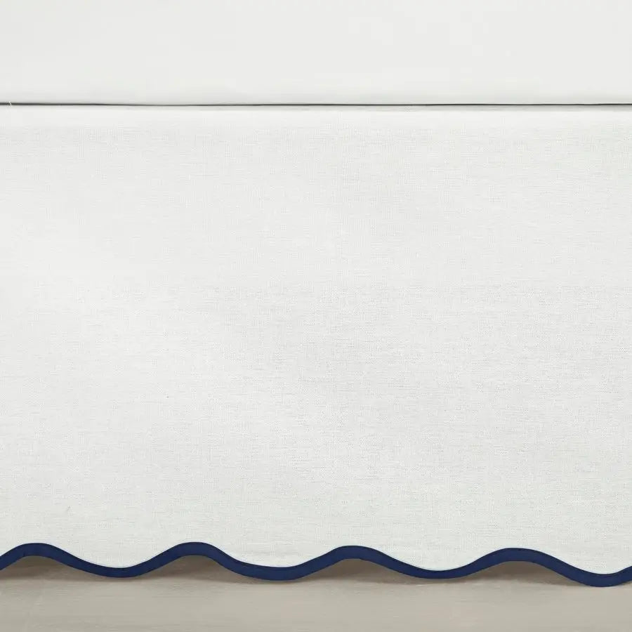 Coastal Linen Scallop Edge Textured Bed Skirt With Elastic Band