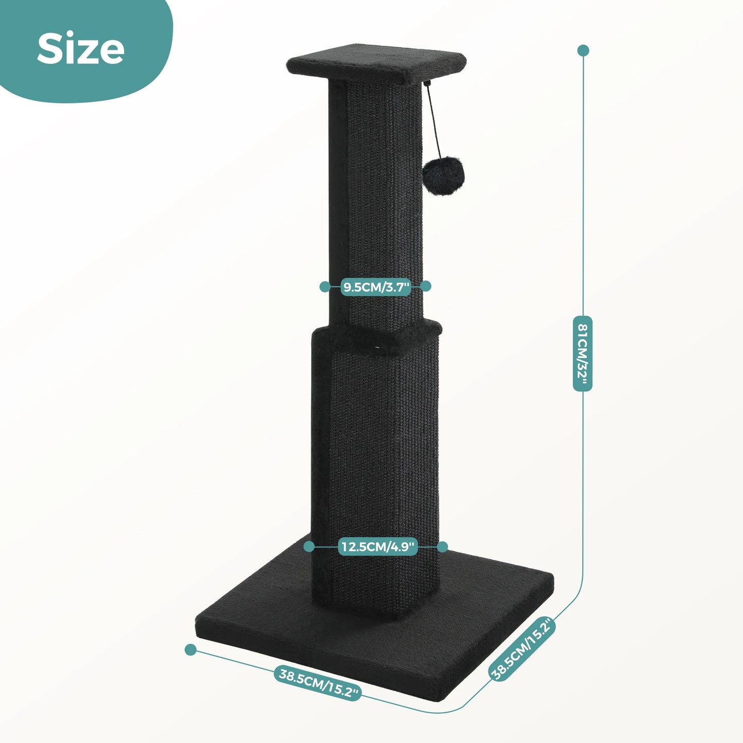 PAWZ Road Large Cat Scratching Post With Sisal Ball Toy For Indoor Cats
