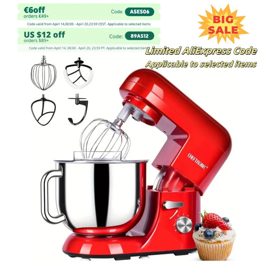 Cheftronic Stand Mixer 650W Six Speed Tilt Head US Plug