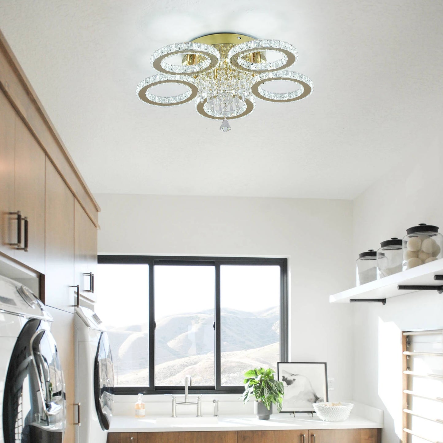 VETRULUS Crystal LED Ceiling Light Chandelier For Modern Living Room