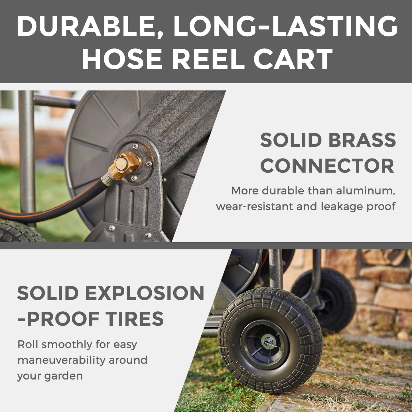 Giraffe Tools Garden Hose Reel Cart With Wheels Heavy Duty