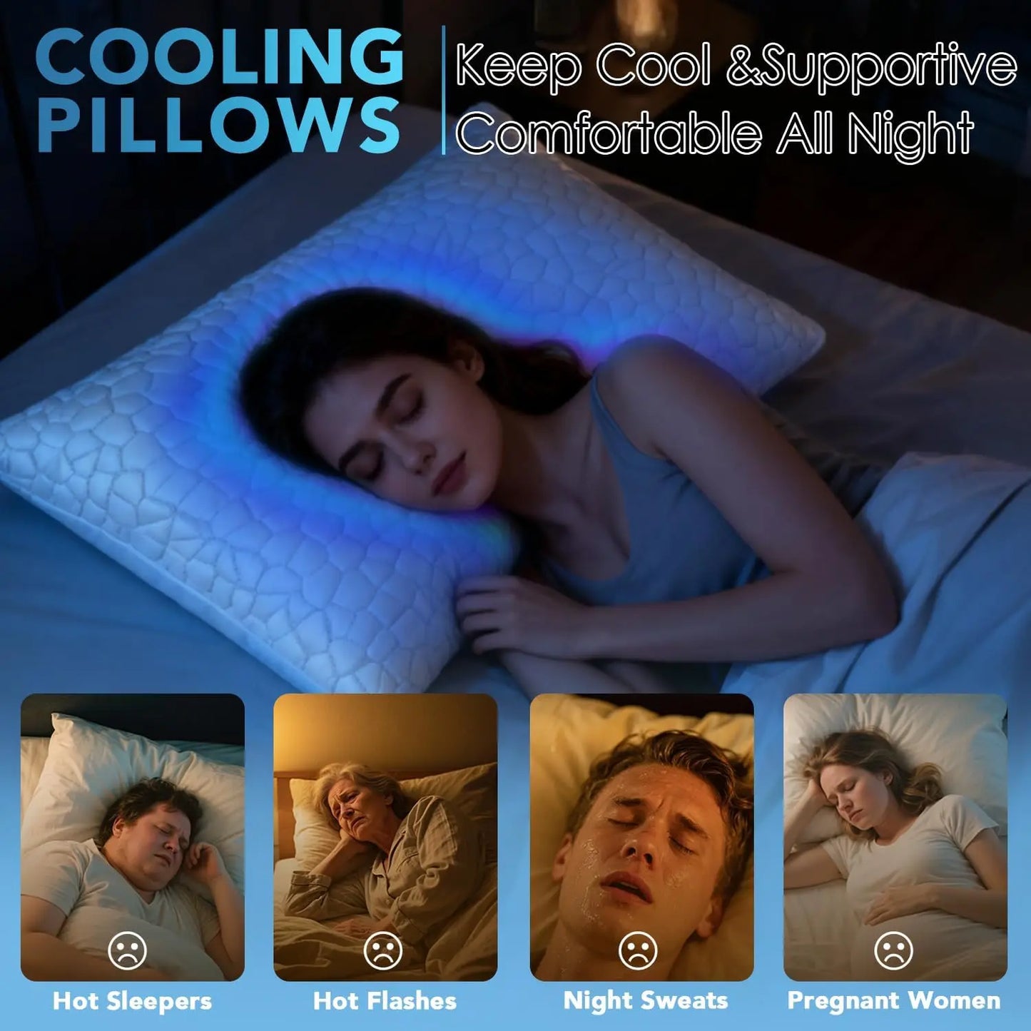 Cooling Memory Foam Pillow 2-Pack With Adjustable Firmness Breathable Cover