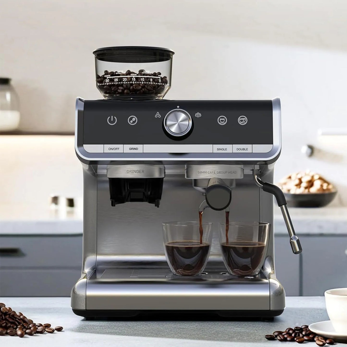 Acekool 20 Bar Espresso Machine 1450W Semi Automatic With Grinder