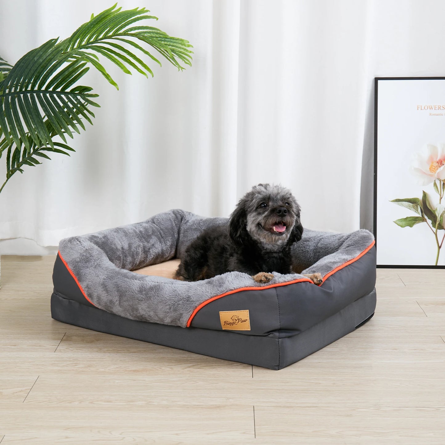 BINGOPAWCN Orthopedic Foam Dog Bed With Removable Washable Cover
