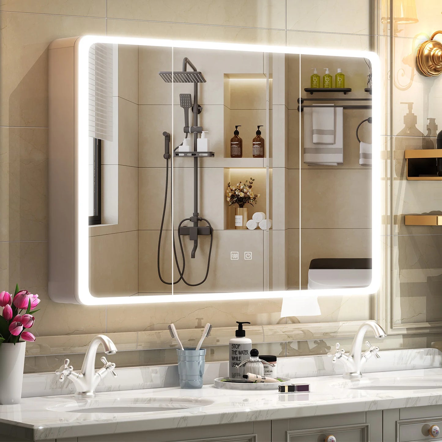 Onesaimei LED Mirror Medicine Cabinet With LED Lighting