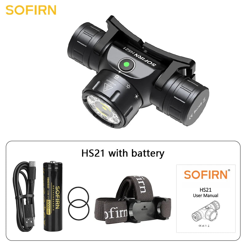 Sofirn HS21 2000 Lumen USB C Rechargeable EDC Headlamp SFT40