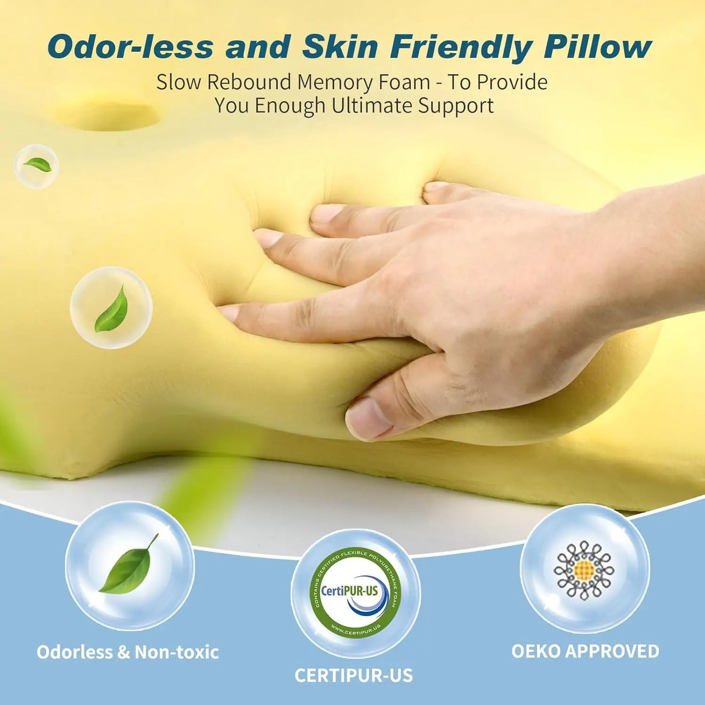 Cooling Ergonomic Cervical Neck Pillow With Memory Foam