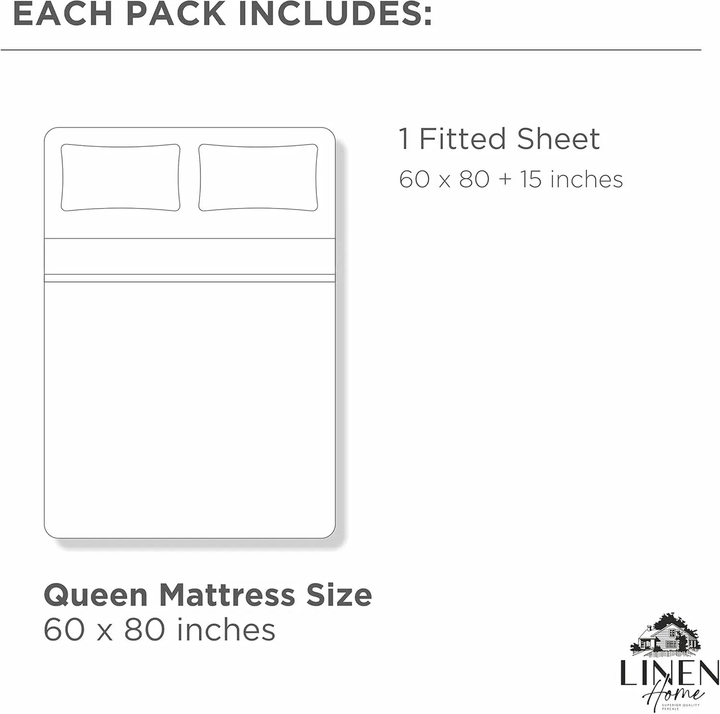 100 Percent Cotton Percale Fitted Sheet With Crisp Bed Linen