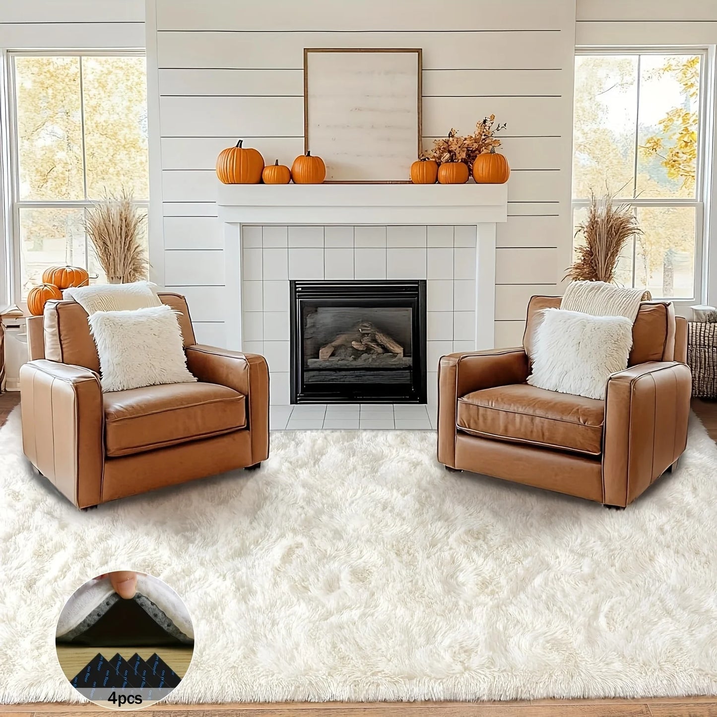NONEDesign Aubusson Shaggy Non Slip Rug for Living Room