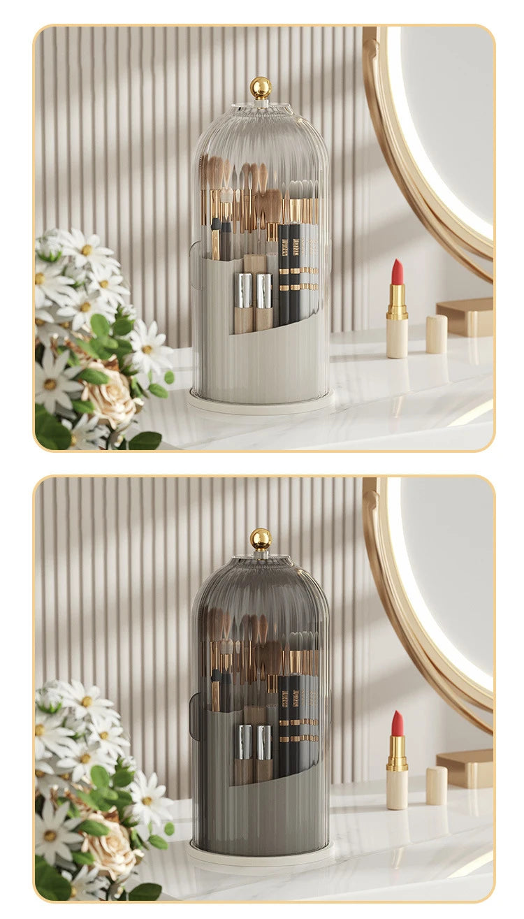 DIAMR Spinning Makeup Organizer With Lid For Vanity And Travel