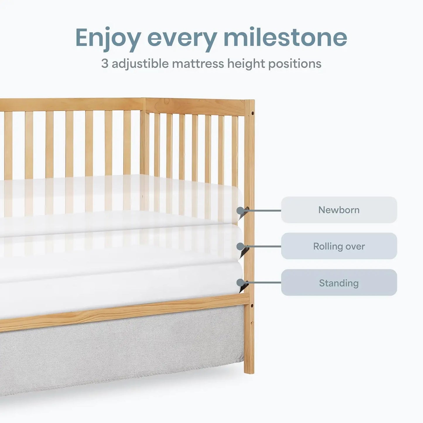 Convertible Baby Crib With Toddler And Full Bed Conversion