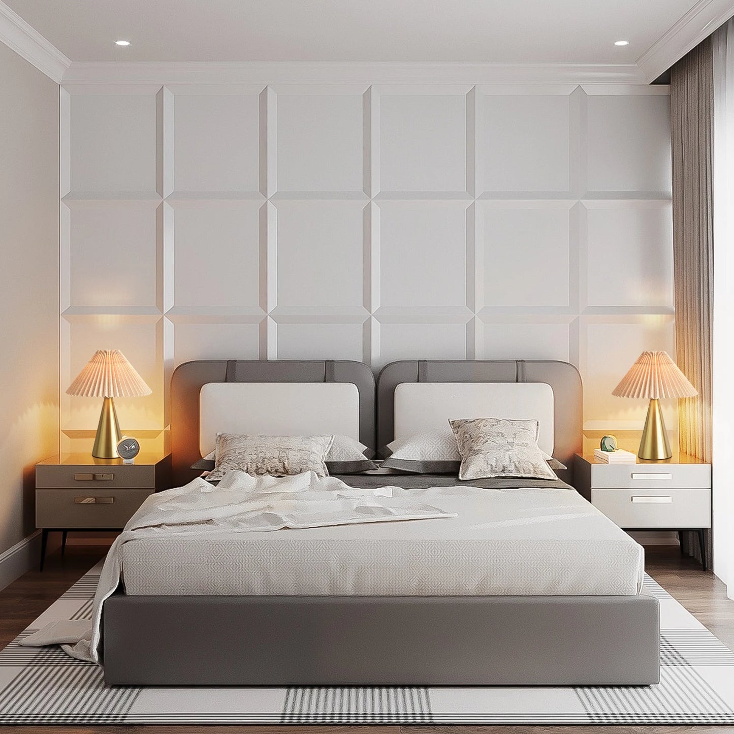 Iron Table Lamp With Pleated Scalloped Shade For Bedroom