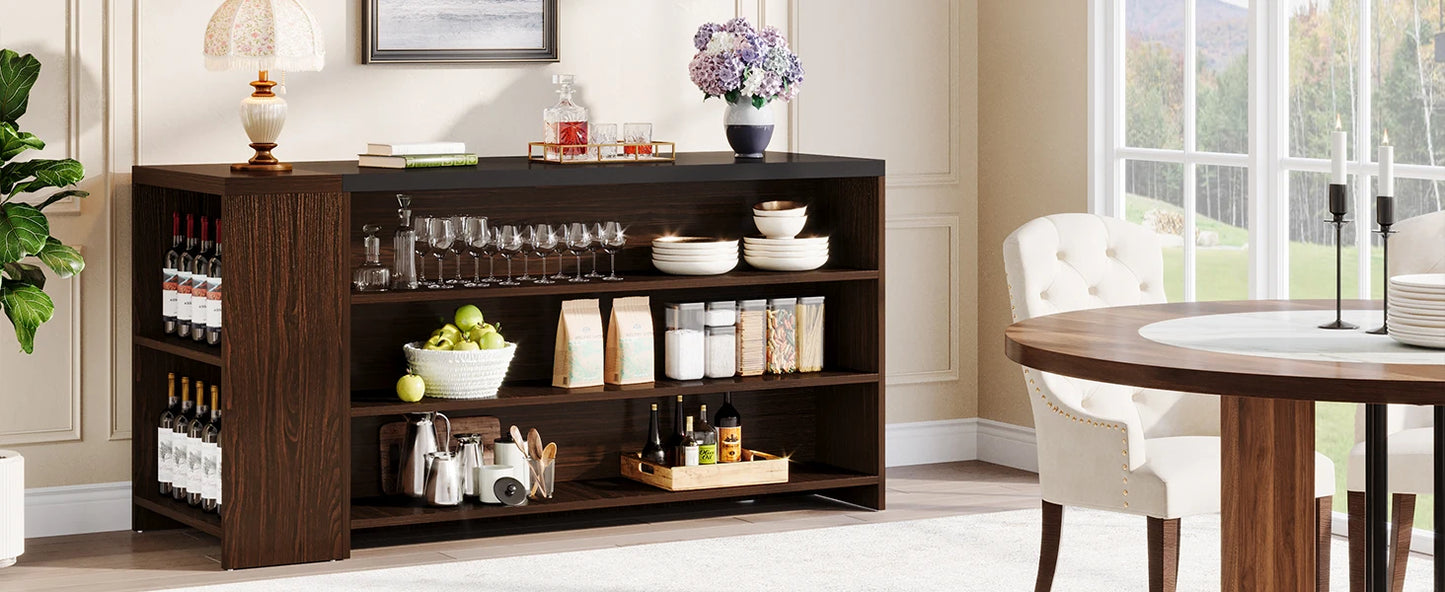 Tribesigns Farmhouse Kitchen Island With Storage Five Shelves