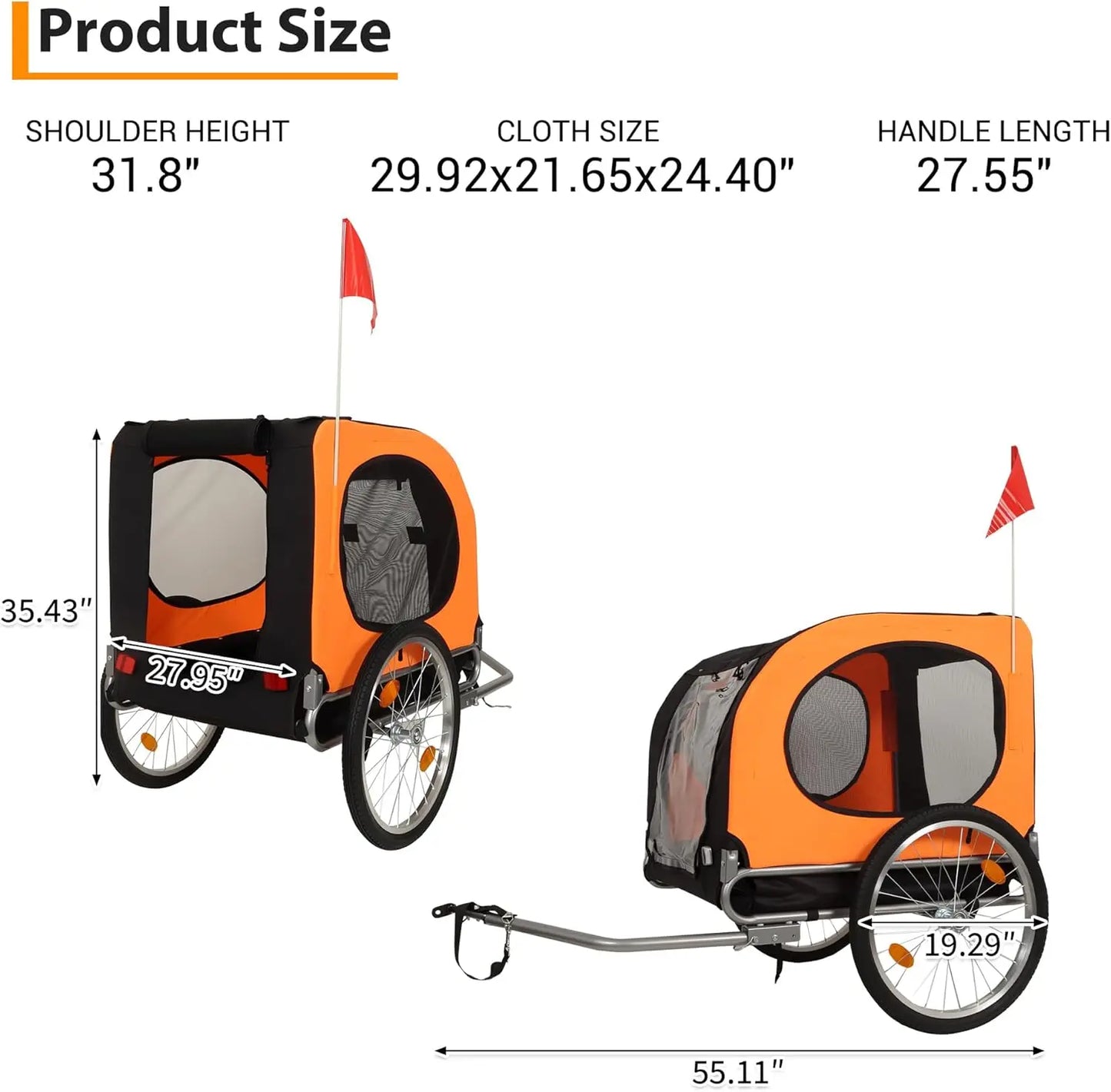 TWISTER.CK Dog Bike Trailer 88 Lbs Capacity Carrier