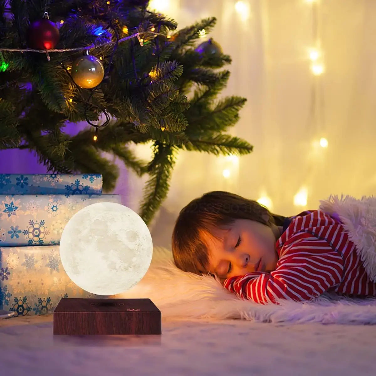 Mexllex Magnetic Moon Lamp With Wooden Base Three Temperature LED