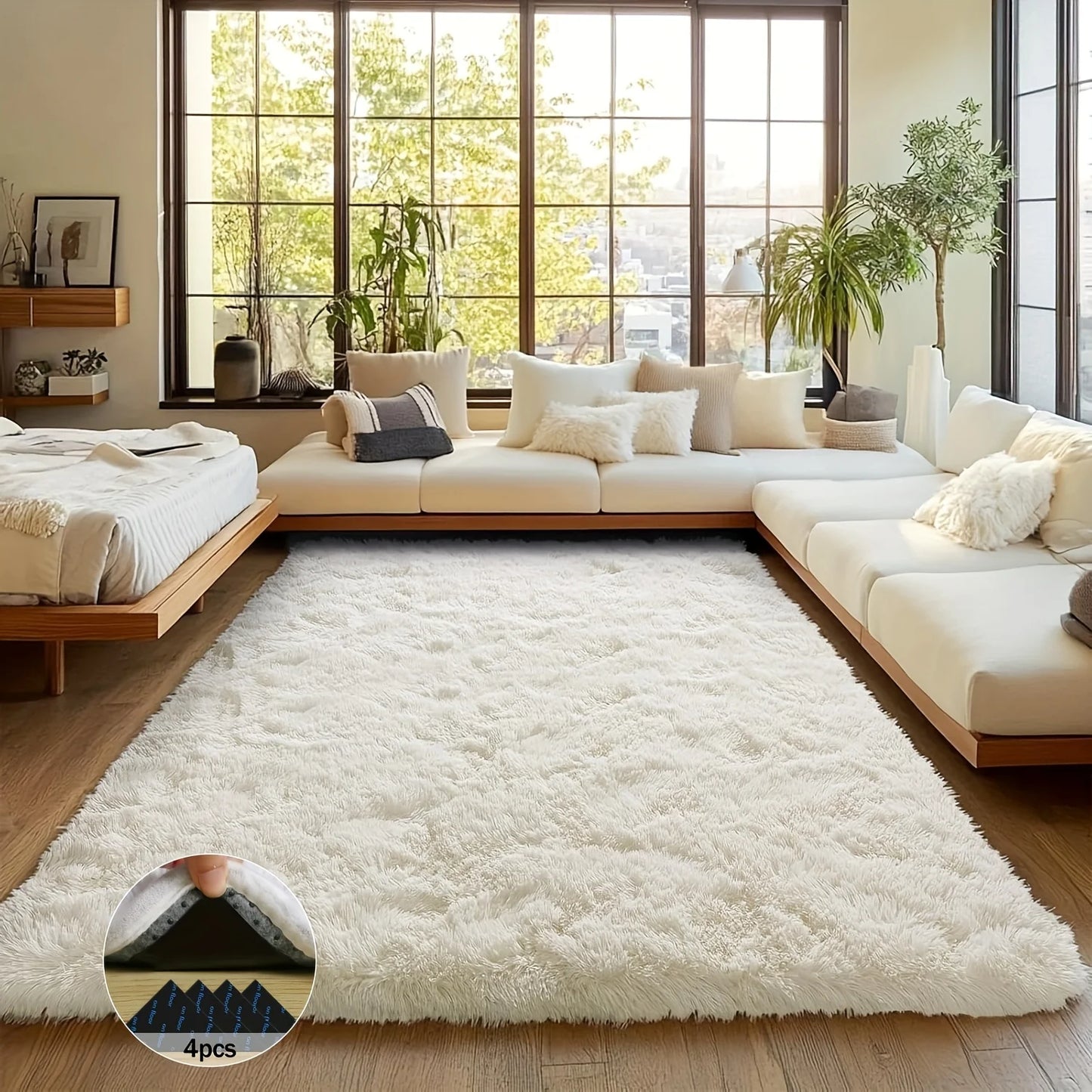 NONEDesign Aubusson Shaggy Non Slip Rug for Living Room