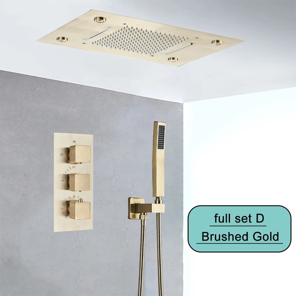 SAFLIHCAR Ceiling Rainfall Shower Set With Remote Control LED